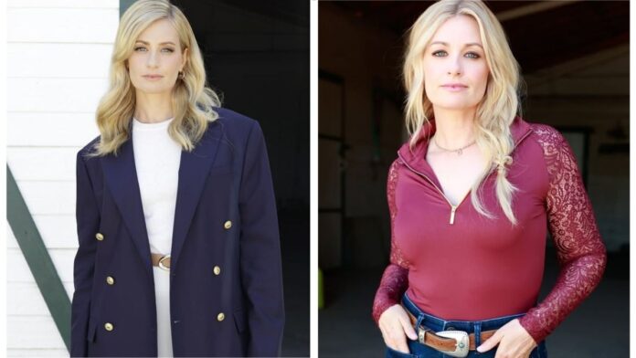 Beth Behrs in a maroon top