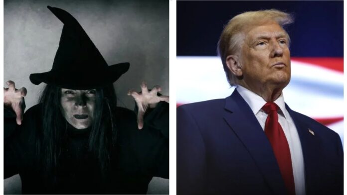 Picture of Donald Trump alongside a witch