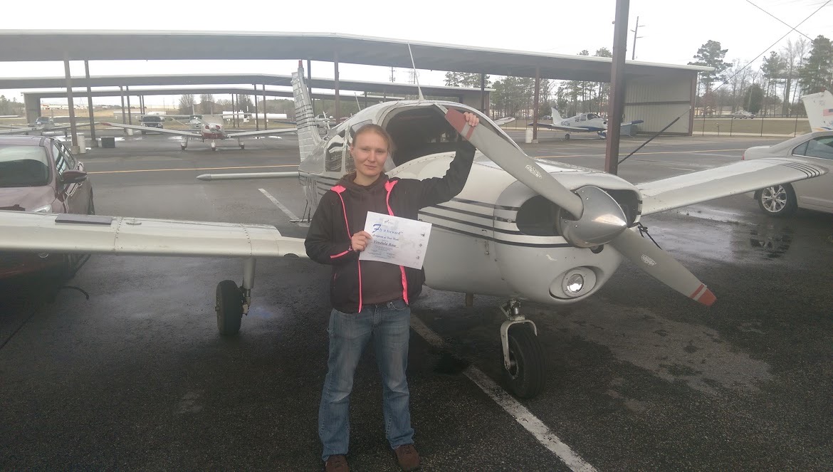 Wendy Rose pictured after getting pilot license