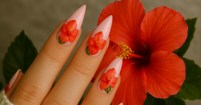 Hibiscus Flower Nail Ideas