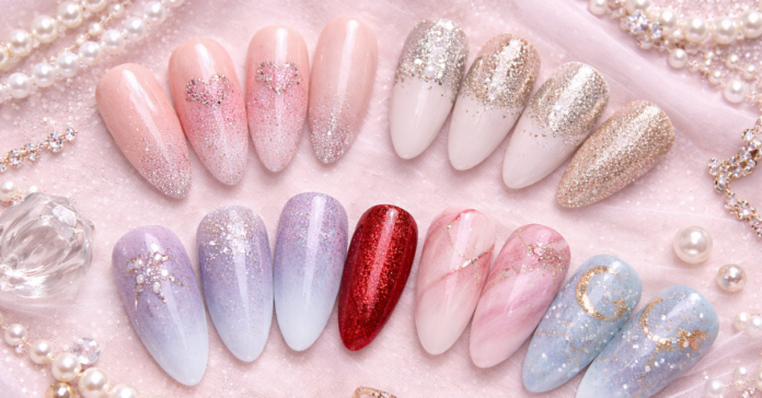 Romantic Glitter Nails
