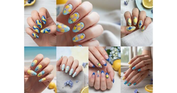 lemon and blue nail ideas